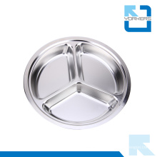 28cm Cheap Stainless Steel Round Tray with Dividers Snacks Serving Tray